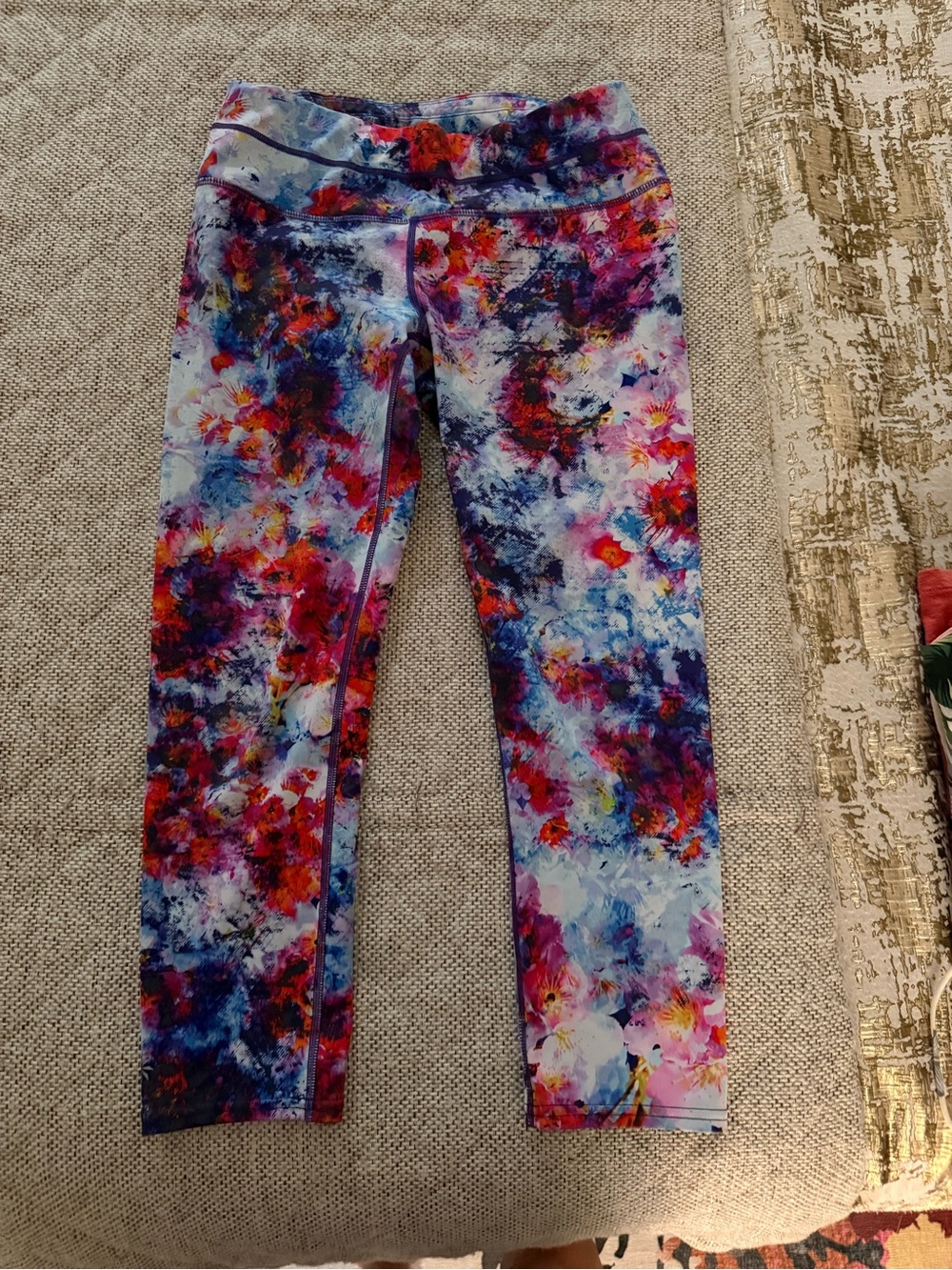 Athleta Multicolor Floral Leggings - Blue Pink Purple Red